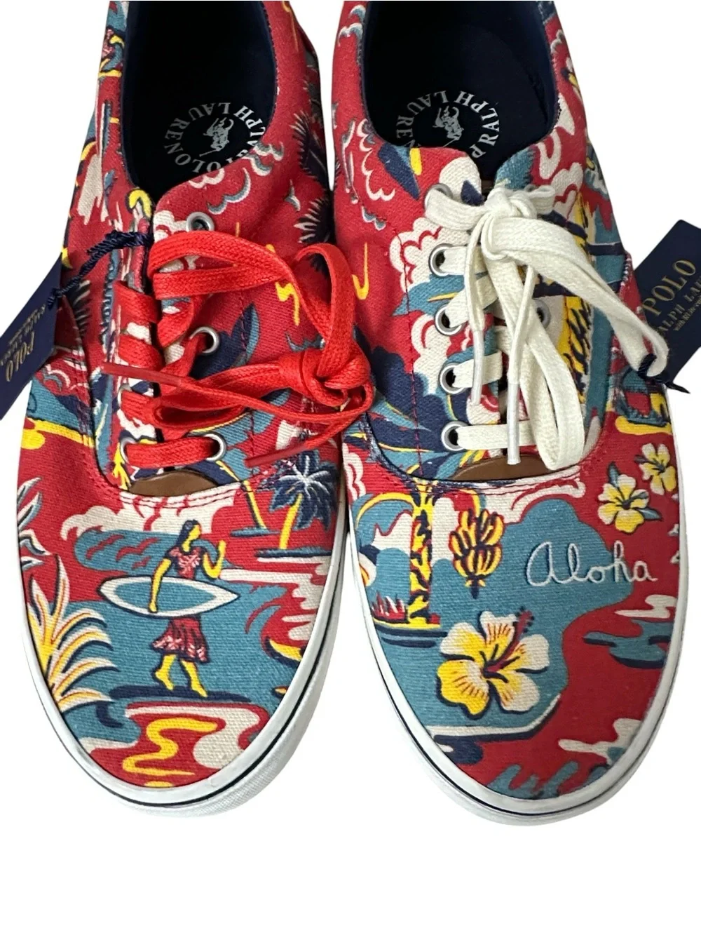 Polo Ralph Lauren Men’s Thornton III Aloha Low Top Hawaiian Canvas Sneakers 10